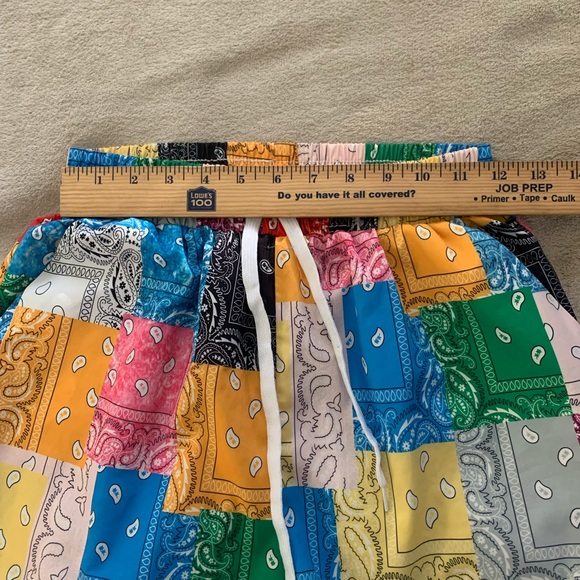 Paisley Print Patchwork Slant Pocket Shorts Women Size Small - Picture 5 of 8